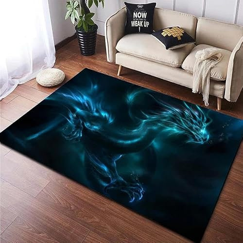 YOUSHIHUI 3D-Teppich mit grünem Drachen, für Wohnzimmer, Moderne Luxus-Dekoration, Sofa, Tisch, großer Bereich, Badezimmer-Bodenmatte, quadratischer Teppich