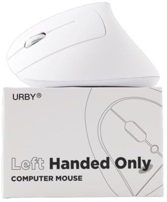 Left Handed Mouse Wireless, Ergonomic, Vertical. Also As Left Handed Gaming Mouse. Compatible with Windows/macOS, Laptop, PC. [Type C & USB] [Battery Included] White
