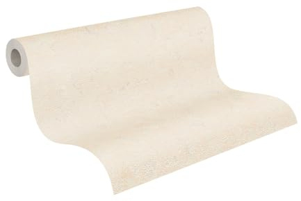 A.S. Création Vliestapete 10,05 m x 0,53 m - Putzoptik mit goldenen Details Beige - Metallic Tapete Made in Germany - 393874