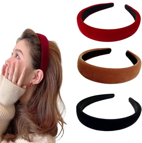 LAKJUOZ Lot De 3 Bandeaux Rembourrés En Velours Pour Femme - Style Rétro - Bijou De Cheveux Vintage - Pour Femmes Et Filles