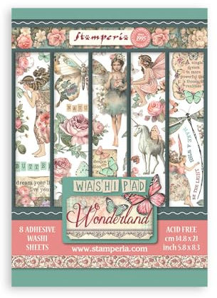 Lot de 8 feuilles de papier washi A5 - Pays des merveilles