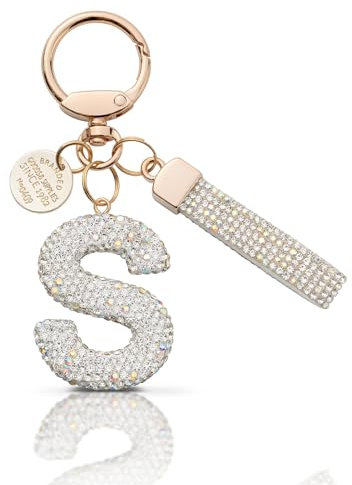 MORSUNBELA Glitzer Strass Schlüsselanhänger für Mädchen mit Buchstaben