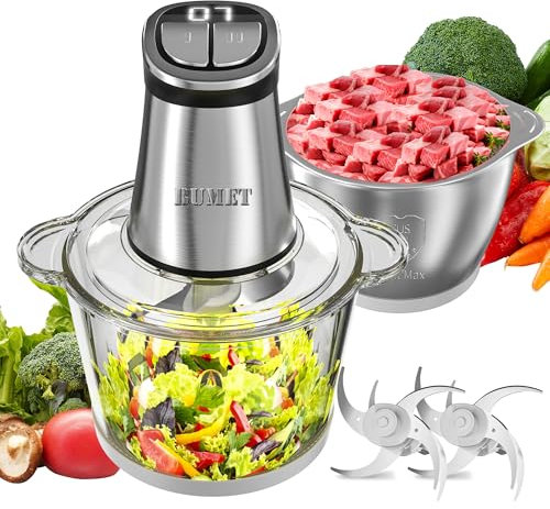 BUMET - Tritatutto elettrico per alimenti da 800 W con timer LED per cucina