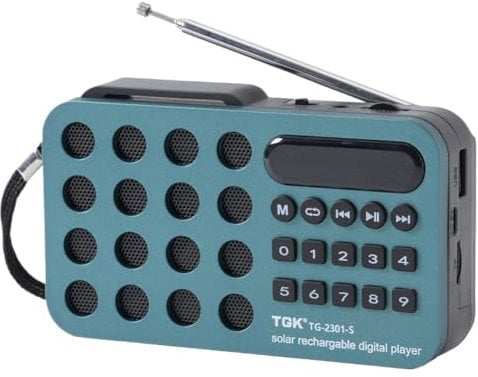 LYEAA Altavoces Bluetooth inalámbricos con tarjeta USB TF, receptor de radio FM, batería recargable solar, altavoz de radio digital