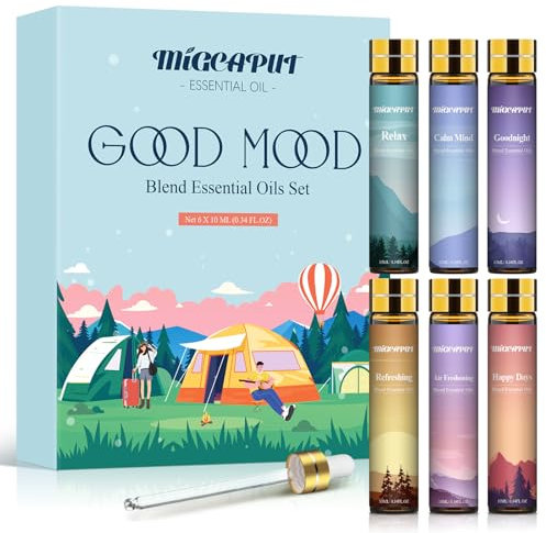 Migcaput Ätherische Öle Set 6X10ml, Natürliche Gebrauchsfertige Aromatherapie Öle Duftöle für Diffuser, Entspannung, Schlaf, Gleichgewicht, Lufterfrischung, Ruhe
