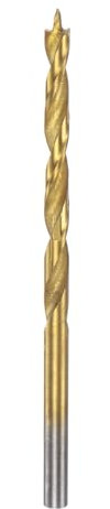 sourcing map Brad Point Drill Bit 3mm(1/8) Dia Straight Round Shank Drill Metric Brad Point Spiral Twist Drill Bits for Carpenter Woodworking Plastic Rubber, Golden