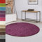 casa pura Tapis rond à poils longs, diamètre 120 cm, couleur framboise, doux et moelleux, pour salon, chambre à coucher, couloir, chambre d'enfant, avec dessous antidérapant, motif Barcelone