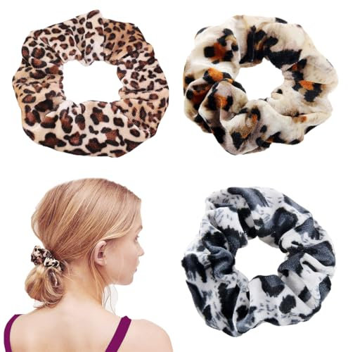 3 Stücke Haargummis Elastische Haarbänder Haargummis Seile Dot Leopard Scrunchie für Frauen Und Mädchen Haarschmuck