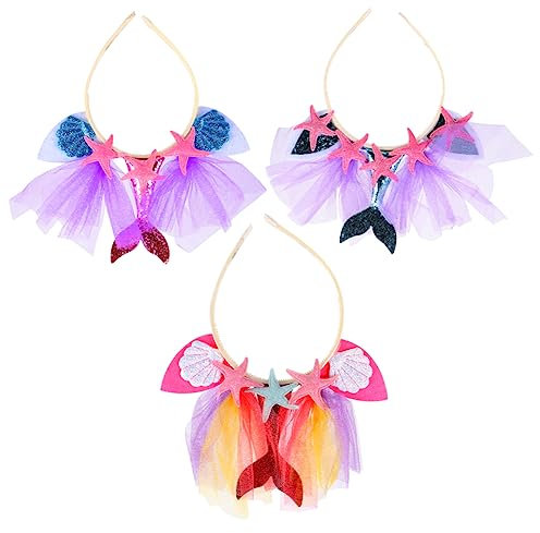 CRILSTYLEO 3stücke Junge Mädchen Haarreif Meerjungfrau Haarschmuck Für Strandparty Farbenfrohes Design Mit Muschelmotiven Leicht Und Bequem Für Kindergeburtstage Und Feiern