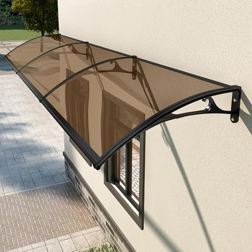 Gebogene Türvordach-Markise, Regenschutz für Außenfenster, Terrassen-Regenschutz aus PC, Dachvordächer, für UV-Schutz, Wasser- und Regenschutz, mit Aluminiumhalterung, mehrere Größen (80 x 410 cm