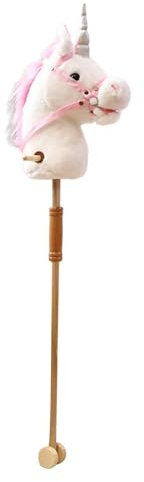 Steckenpferd aus Plüsch mit realistischen Soundeffekten, stabil mit Rad, handgefertigt, lustig, Steckenpferd, Holzstange, Geschenk für 3 Jahre+, Pferd Abnehmbar