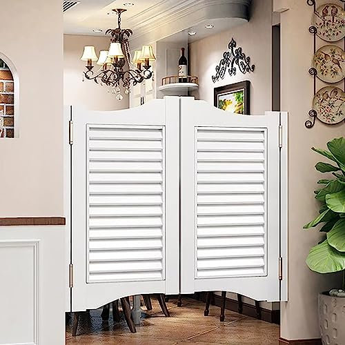 Weiße Schwingtüren mit Holzläden für Küche/Tür/Badezimmer/Café, 62 60 58 56 54 52 50 48 46 44 42 40 Zoll breite Türen mit halbhoher Taille und doppeltwirkenden Türscharnieren (Größe: 52 x 28