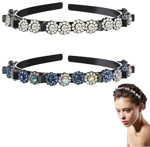 SSyang 2 Stück Haarband Mit Twist Clip Frisurenhilfe, Haarreifen Mit Klammern, Hair Twister, Stirnband Für Mädchen, Haarschmuck Mit Doppeltem Clip (Blau+Weiß)