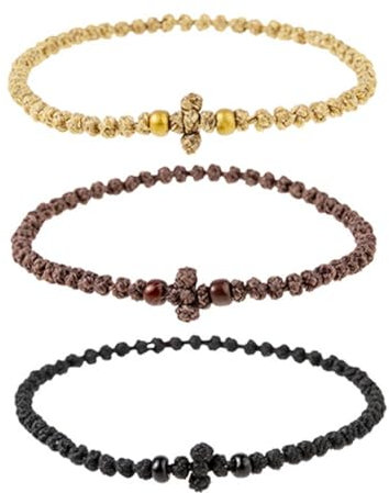 UYVPAER 3 Stück Handgefertigtes Gebetsarmband, Griechisch-Orthodoxe Handkette, Christlicher Armreif, Eleganter Religiöser Schmuck Für Damen Und Herren