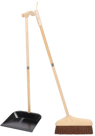 Cabilock 1 Set Broom Set Kit Brooms Household Cleaning Supply Long Handle Cleaning Broom Sweeping Broom Cleaning Dust Pan Broom and Dustpan Cleaning Broom Tool Home Broom Painted Iron Plate