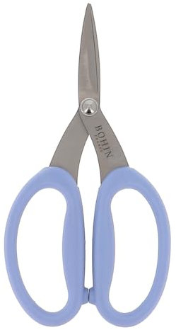 BOHIN France Ciseaux de Couture Micro-Dentelés - Grands et Ciseaux à Manche Souple pour Tissus, Fils et Laine, Bleu, 17.5 x 5cm - 1 Pièce