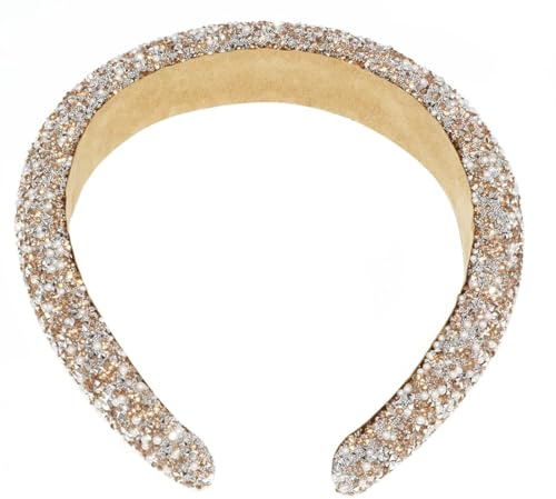 Serre-Tête Perles avec Strass,Marron Bandeau à Paillettesen Strass pour Femmes Bandeau Diamant Imitation Diamant Cristalpour Fêtes Mariage Anniversaire Décor