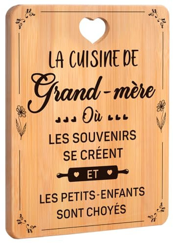 Cadeau Grand-mere, Cadeau Mamie, Planche à Découper en Bambou Naturel, Cadeau pour Mmaie, Idée Cadeau Grand Mère Original, Cadeau Anniversaire Mamie