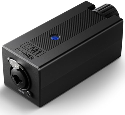 Donner EM1 Amplificatore per cuffie analogico portatile, ricaricabile, amplificatore per cuffie stereo, con controllo del volume, amplificatore audio, XLR, ingresso TRS, jack di uscita da 3,5 mm, nero
