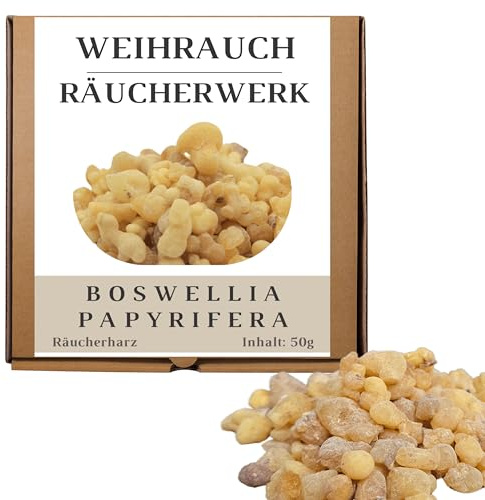 JEEBUTY Boswellia papyrifera Räucherwerk 50g, Eritrea Olibanum 1. Wahl, rein und hochwertig, 100% natürlicher Räucherharz