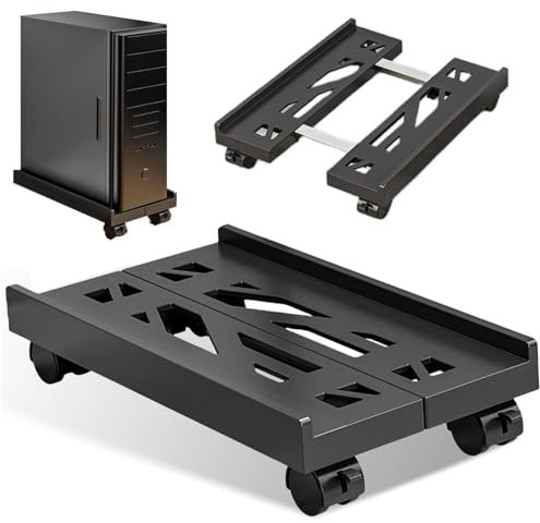 GOMETY Soporte para CPU portátil, soporte para ordenador, universal, ancho ajustable, soporte para CPU con 4 ruedas, soporte para torre bajo escritorio, soporte para ordenador, ruedas para torre de PC