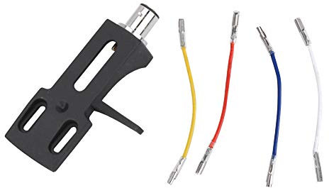 Universal Turntable Head Shell | Replacement for DJ Cartridges/Phonographs | Black Metal Mount with 4 Lead Wires | High - Fidelity Sound Transmission