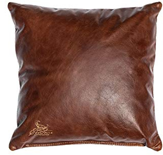 Centaur - Deko Lederkissen 50 x 50 cm für Sofa oder Schlafzimmer nussbraun - Echt Leder Kissen Echtleder Sofakissen Lederoptik