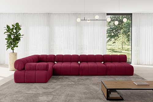 ALTDECOR Modulares Sofa Ecksofa in L-Form Corner modular Sofa Eckcouch Couch Wohnlandschaft Cauchsofa Polstersofa Mende-L3-380x190x70 cm Bordeauxrot