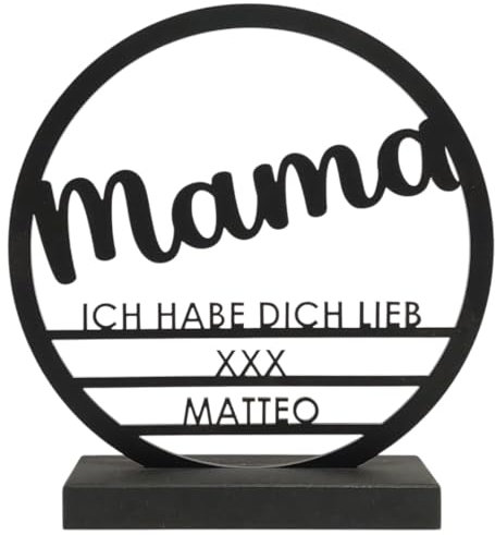 Personalisiertes Mama Schild – Rundes recyceltes Acrylschild 20 cm – Gravur mit Namen – Geschenk zum Muttertag oder Geburtstag – Nachhaltiges Deko-Schild für Mama