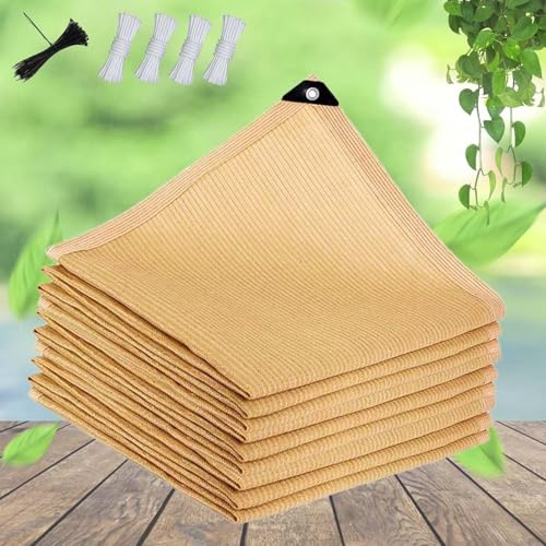 LEYWHEF Shade Garden Netting Sunblock Shade Cloth, 90% Greenhouse Shading Pergola Shade Cover with Grommets and Rope