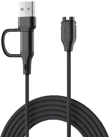 Leloco 2-in-1 Ladekabel für Garmin Uhr (USB +Typ C) 1M,Geflochtenes Nylonseil Ladegerät für Garmin Uhr Ladekabel Fenix 7 7x 7 pro,6 6S 6X Pro, Fenix 5 5S 5X Plus, Forerunner 745 935 945 45 45S 245 usw