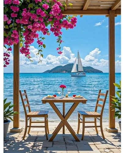 Yunruily Vue sur la mer Peinture Numero adulte-Peinture par Numéro Adultes débutants,Numéro d'Art Kit Peinture par Décoration Murale et Cadeaux Pour La Maison 40x50cm