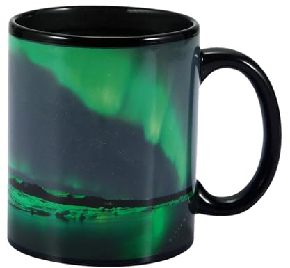 Color Changing Coffee Mugs - Heat Activated Ceramic Reveal Mug | Northern Lights Pattern Thermochromic Coffee Tea Cup, Magic Color Change Ceramic Mug, Giftable for Boys Girls Men Women Magic Heat