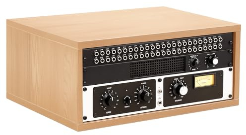 AceOrbit 4U Wooden Studio Rack for Pro Audio Gear 4u Audio Rack Case in Oak Finish Compact Efficient Desktop Storage Protect Equipment Studio Control Home Room Use (Wood)