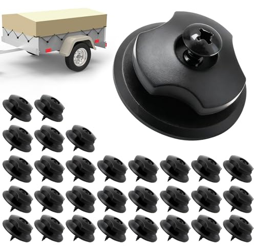 30 Pièces Crochet Ridelle de Bâche Ronds,Crochet Bache Remorque,Boutons Ronds Crochets de Fixation Camion,Crochets en Plastique pour Bâche De Remorque,Boutons Attache Remorques pour Filets,Tente,BâChe