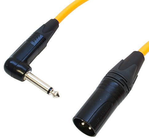 Van Damme Angled Jack to Male XLR lead. Guitar/Mixer/DI Cable. Neutrik (10m, Orange)