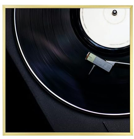 Golden State Art 31,8 x 31,8 cm Aluminium-Album-Rahmen für Display Vinyl-Schallplatten, gebürstetes Metall-Finish, Plexiglasfront, für 30,5 cm Albumcover (1 Packung Gold)