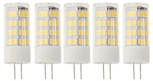 JANDEI – Pack x5 LED-Lampen 12 V DC, G4 mit 3W Leistung – natürliche weiße Farbe 4000 K, 400 Lumen, (entspricht 25-30 W Halogen), 12 mm Ø, 46 mm Gesamtlänge mit Stiften, Schutzart IP20