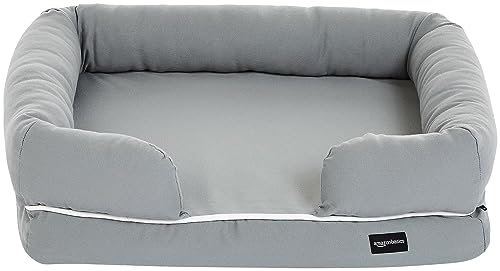 Amazon Basics Hund Haustierbett, Klein, L 64 x B 51 x H 17 cm, grau