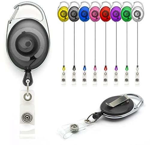 Schwarz Ausweisjojo Schlüssel JoJo mit Gürtel Clip Spulen 100 Stück, Ausweis für ID Badge Holder Yoyo Einziehbarer Kartenhalter Schlüsselkarten Schlüsselanhänger Set Schlüsselring Retractable