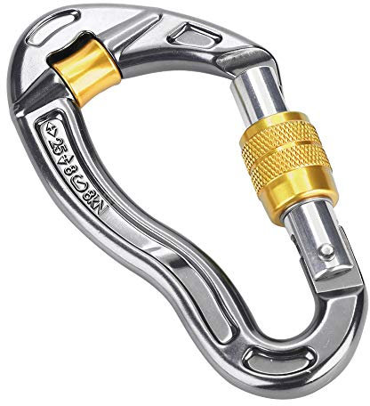 Nikou Mosqueton- 25KN Tornillo mosquetón de Bloqueo del Gancho de Escalada Montañismo Equipo de Salvamento al Aire Libre Que acampa yendo (Yellow)
