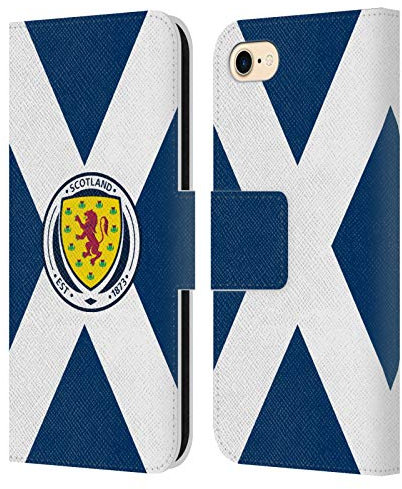Head Case Designs Offizielle Scotland National Football Team Schottland Fahne Logo 2 Leder-Wallet-Hülle Kompatibel mit Apple iPhone 7/8 / SE 2020 & 2022