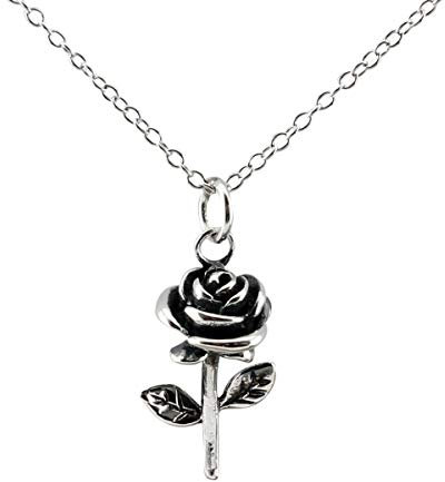 Serebra Jewelry Collier avec pendentif rose en argent sterling 925 pour homme et femme, Argent, roses