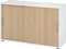 bümö Schiebetürenschrank 2OH - Aktenschrank abschließbar, Sideboard Schrank mit Schiebetüren in Weiß/Eiche, Relinggriff - Büroschrank aus Holz mit Schiebetür, Büro Kommode für Ordner & Co.