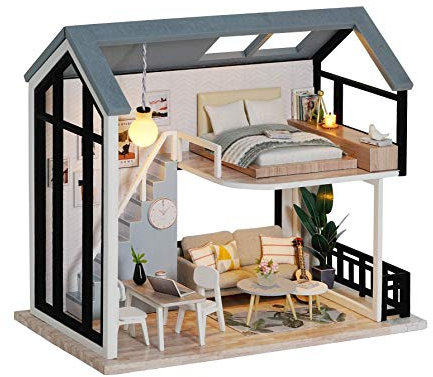 DIY Maison Miniature, Miniature avec des Meubles de Maison de poupée, CUTEROOM kit DIY Dollhouse en Bois Ainsi Que la Mouvement de la Musique