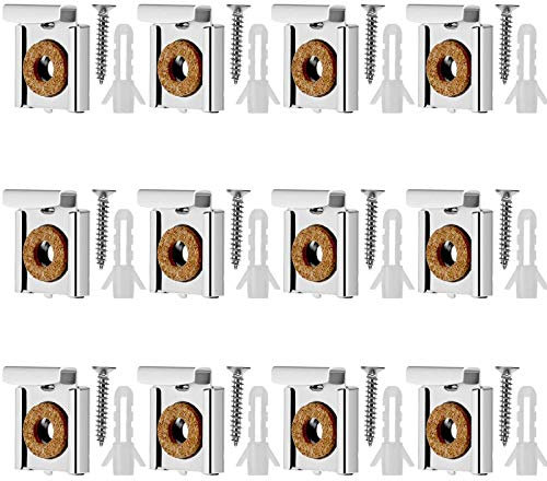 Clip per Specchio,12 Pezzi Ganci per Specchio a Muro Metal Effect Spring Loaded Clips,Supporto per Specchio Ganci per Specchio a Muro per Appendere Specchio Foto Cornice,con Viti e Tasselli
