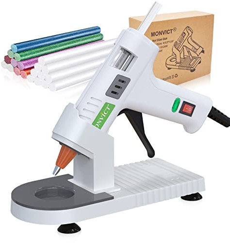 Hot Glue Gun Kit, MONVICT 40W Mini Glue Gun with Fine Tip & 30 Glue Sticks, Suction Cups Stand & Anti Stick Silicone Mat, On/Off Switch Design for DIY, Crafts, Home School Project…