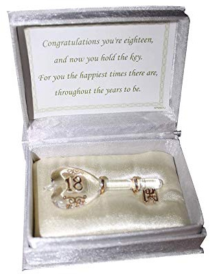 Parmy 18th and 21st Glass Key for Birthday Gift, Special Keepsake Present and as Decoration Accessories with a Sweet Note in Beautiful Box (18th Key)