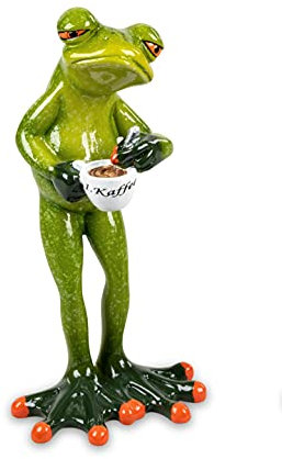 Formano Frosch Mann mit Kaffeetasse 1. Kaffee hellgrün glänzend