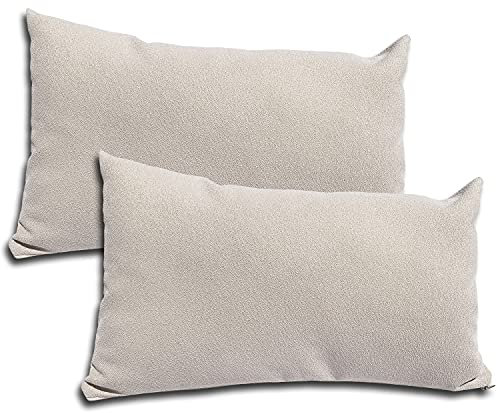 Formalind 2er Set Sofakissen 50x30 cm, Zierkissen 2 Stück, Dekokissen, Couchkissen, 2 Bezüge + 2 Füllkissen - Kissen (beige)